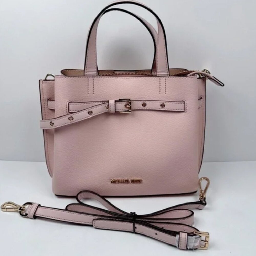 Michael Kors Emilia Small Pink Pebbled Leather Satchel Tote Bag - Picture 11 of 14